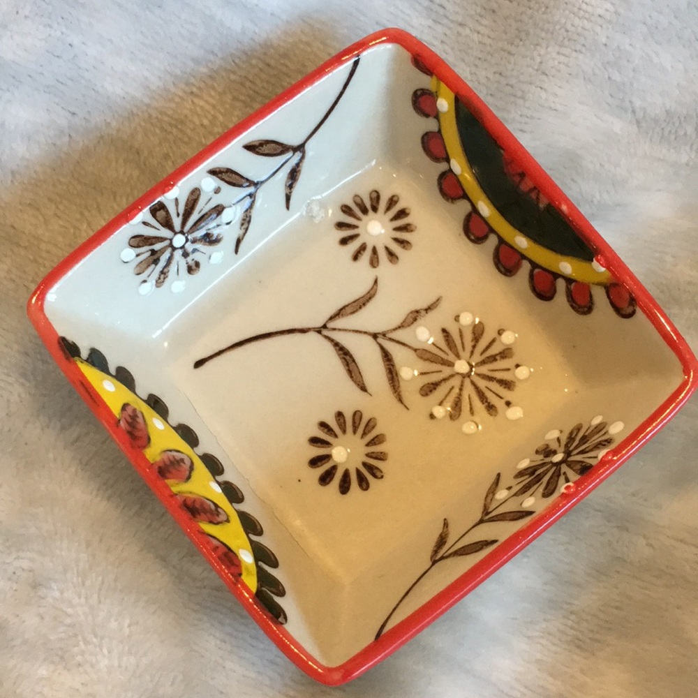 Harvest Spice Ceramic Trinket Dish NWT 3”x 1.25” 3D glaze accents DW M safe